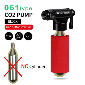 WEST BIKING Mini CO2 Pump Portable Bicycle Tire Inflator For Schrader Presta Adapter MTB Road Bike Aluminum Alloy Automatic Pump