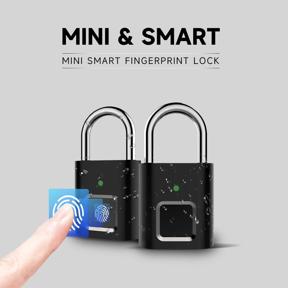 Thumbprint Door Padlocks Rechargeable Door Lock Fingerprint Smart Padlock USB Keyless Quick Unlock