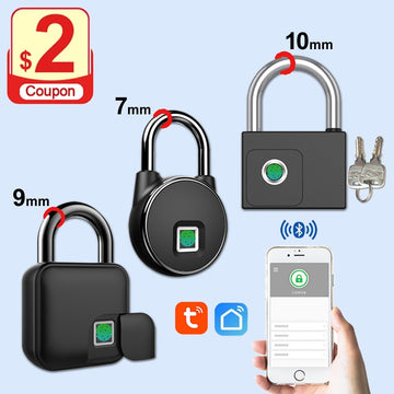 Tuya Smart Home Fingerprint Lock Bluetooth Fingerprint Padlock Door Lock IP65 Waterproof Keyless USB Rechargeable House Locks